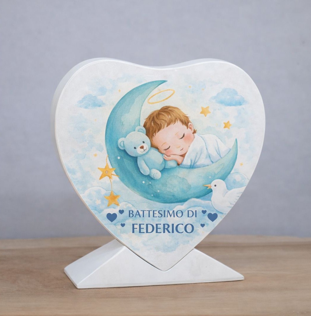 Cuore decorativo Battesimo personalizzato con nome