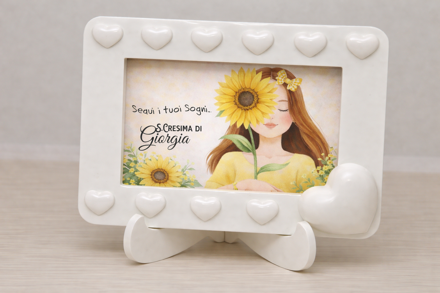 Quadretto Cresima personalizzato ragazza con girasole