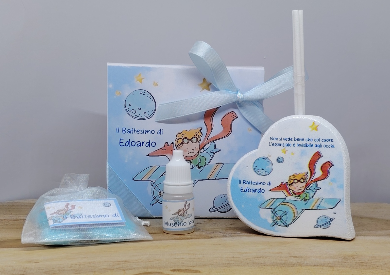 Bomboniera Battesimo profumatore cuore Piccolo Principe