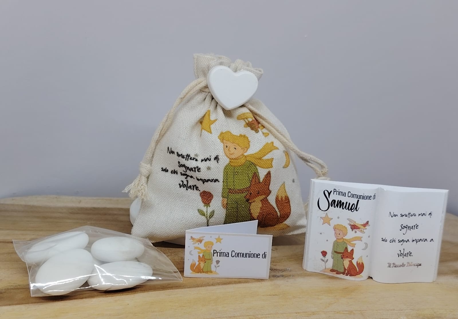 bomboniera sacchetto personalizzato con libro in ceramica